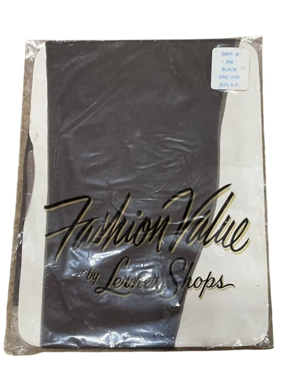 Vtg NWT Lerner Shops Fashion Value Black Nylon Tights Pantyhose Sz 9-11 Medium